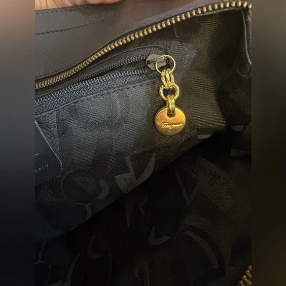 Salvatore Ferragamo Black and Gold Accent Bag - Picture 9 of 17